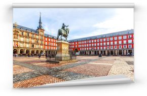 Plaza Mayor with statue of King Philip III in Madrid, Spain