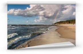 Morze Bałtyckie - tęcza nad plażą