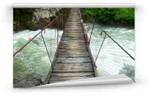 Fototapeta Metalowo-drewniany most wiszący na wymiar