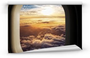 Fototapeta Niebo widziane przez okna samolotu na ścianę