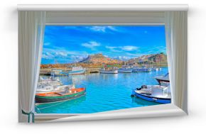 Fototapeta Widok z okna na Castelsardo na Sardynii do pokoju