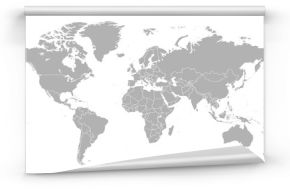 Detailed world map with borders of states. Isolated world map. Isolated on white background. Vector illustration