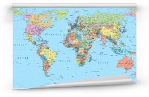 Kolorowa mapa świata - granice, kraje, drogi i miasta