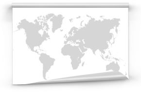 Mapa świata na białym tle. Szablon mapy świata z kontynentami, Ameryką Północną i Południową, Europą i Azją, Afryką i Australią