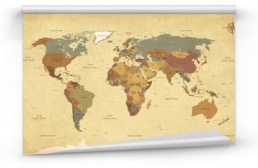 Fototapeta Mapa polityczna świata kolorowa retro na zamówienie