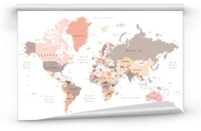 mapa świata - wszystkie warstwy przedstawione gwiazdami - Kolorowa ilustracja mapy świata z nazwami krajów, nazwami państw (USA i Australia), stolicami, głównymi jeziorami i oceanami. Drukuj nie mniej niż 36 &quot 