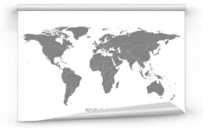 Szczegółowa mapa świata z granicami państw. Mapa świata na białym tle. Pojedynczo na białym tle. Ilustracji wektorowych.
