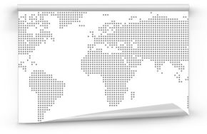 Dotted world map on white background. World map template with continents, North and South America, Europe and Asia, Africa and Australia