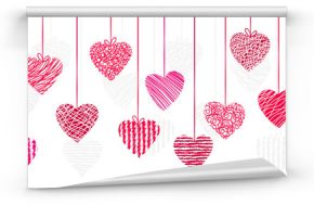 Cute hand drawn doodle hearts horizontal seamless pattern, romantic background, great for textiles, valentines day wrapping, banner, wallpaper - vector design