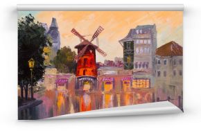 Obraz olejny pejzaż miejski - Moulin Rouge, Paryż, Francja