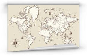 Szczegółowa mapa Starego Świata z elementami dekoracyjnymi