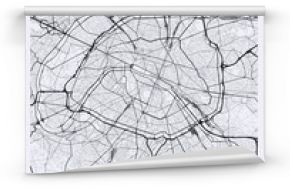 Lekka mapa miasta Paryż. Mapa drogowa Paryża (Francja). Czarno-biała (lekka) ilustracja paryskich ulic. Format plakatu do druku (pionowy).