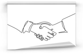 Continuous one line drawing of handshake minimalism