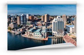 Halifax Nova Scotia, Canada, September 2022, panoramic aerial view of Downtown Halifax with modern buildings located at waterfront 