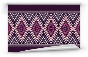  Pink Geometric ethnic pattern traditional Design Textures for skirt,carpet,wallpaper,clothing,wrapping,Batik,fabric,clothes, sheets,design of Dark purple triangles Vector illustration embroidery STYL