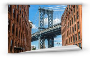 Miasto Nowy Jork Brooklyn starzy budynki i most w Dumbo