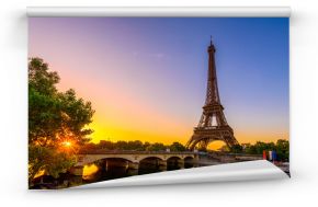 Widok wieża eifla i rzeczny wonton przy wschodem słońca w Paryż, Francja. Wieża Eiffla jest jedną z najbardziej charakterystycznych atrakcji Paryża