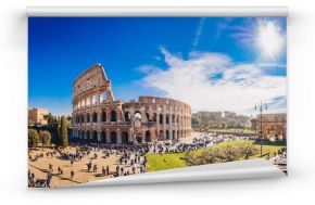 The Roman Colosseum (Coloseum) in Rome, Italy wide panoramic view