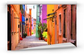 Kolorowa ulica w Burano, blisko Wenecja, Włochy