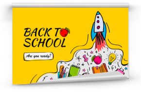 Back to school banner, poster with doodles, vector illustration.
