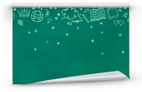 Back to school. Abstract chalkboard. Background with hand drawn school supplies