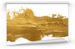 long golden smear oil paint spot isolated on white background