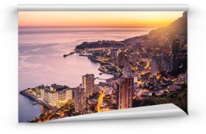 Wieczór widok Montecarlo, Monaco, Lazurowe Wybrzeże, Europa