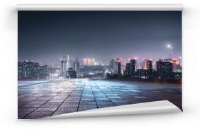 Night view of city lights in front of marble square, Xuzhou, China