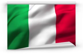 Flag of Italy blowing in the wind. Full page Italian flying flag. 3D illustration.