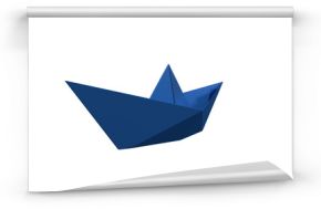 Origami blue paper boat