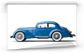 blue vintage car model on a white background