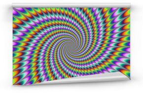 Dizzy Swirl / Cyfrowy abstrakcyjny obraz fraktalny z trudnym optycznie wzorem wirowania w kolorze żółtym, pomarańczowym, niebieskim, zielonym, turkusowym i fioletowym.
