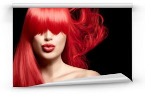 Zmysłowy seksowny piękno portret rudowłosa młoda kobieta o zdrowych długich włosach