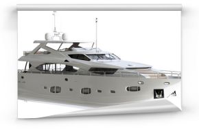 front view luxury white long yacht for make mockups, isolated on empty background 