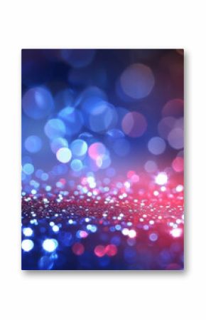 Abstract red white and blue glitter background with bokeh lights, red blue glitter sparkle on dark background, blue red  circle bokeh, defocused, banner