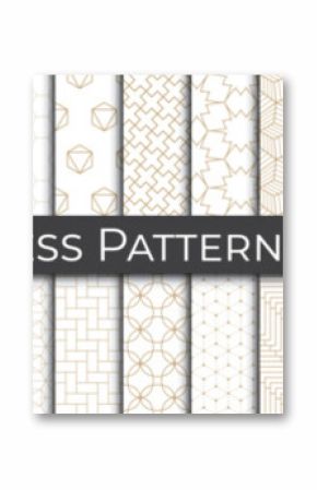 Luxury golden geometric pattern set. Subtle 80s line deco graphic. Retro golden pattern print.