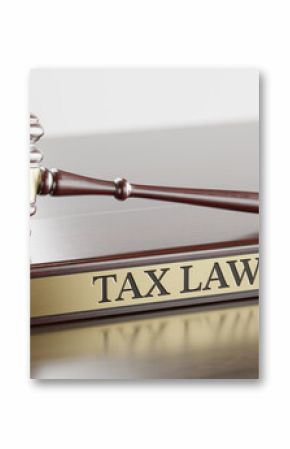 Tax Law: Judge's Gavel as a symbol of legal system, Themis is the goddess of justice and wooden stand with text word