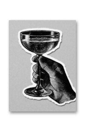 Vintage hand holding glass