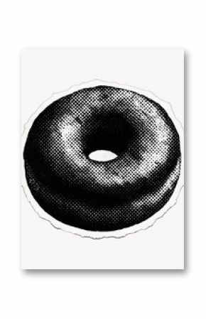 Vintage monochrome donut illustration.