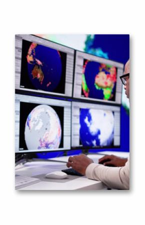Meteorologists Analyzing Climate Change Consequences On Weather Map
