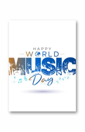Happy world music day. Celebration background and concert theme illustration.