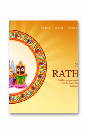 Lord Jagannath, Balabhadra and Subhadra on annual Ratha Yatra in Odisha festival background