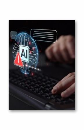 AI interface showing prompt error warning and system alert. AI prompt failure can lead to incorrect output or hallucination. Managing AI prompt error is crucial in safe AI deployment. Muxer