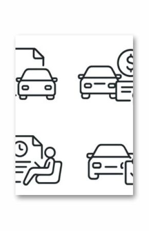 Car service and insurance linear icon set. auto repair, finance icons collection