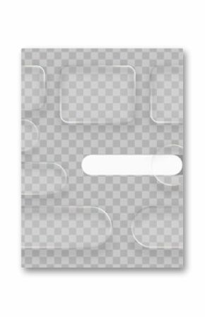 Multiple liquid glass panels and elements set. Modern UI and UX design concept. Transparent frames and buttons for web interfaces.