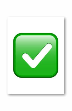 Green check mark emoji icon, approval button sign