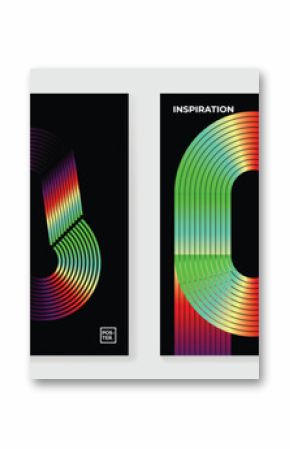 Bifrost rainbow bridge gradient poster background vector set. Cover template with vibrant perspective geometric prism shapes. Ideal design for social media, cover, banner, flyer.