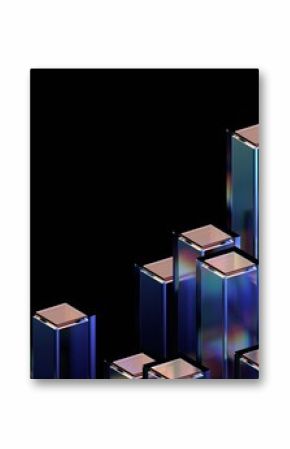 Abstract geometric blocks on black background, 3d render