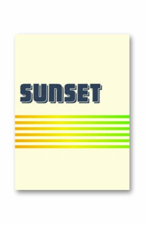 Vintage colorful sunset. Various gradient striped sunrise badges in 80s and 90s style. Sun and ocean view, summer vibes, surfing. Design element for print, logo or t-shirt. Vector illustration