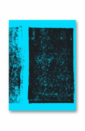Linocut stamp rectangle texture collection. Vector ink roller textures on bright neon turquoise background. Vintage letterpress overlays with rough edges. Urban and street art design backgrounds.